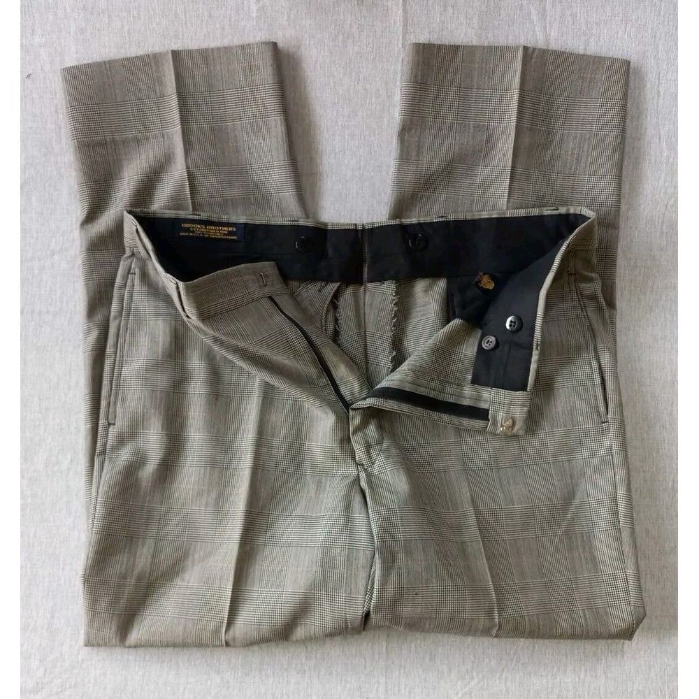 Brooks Brothers Men's 36X30 Formal Dress Pleated Nova Plaid Pure Wool Pants